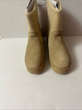 Time and Tru Wheat Knit-Top Platform Ankle Boots